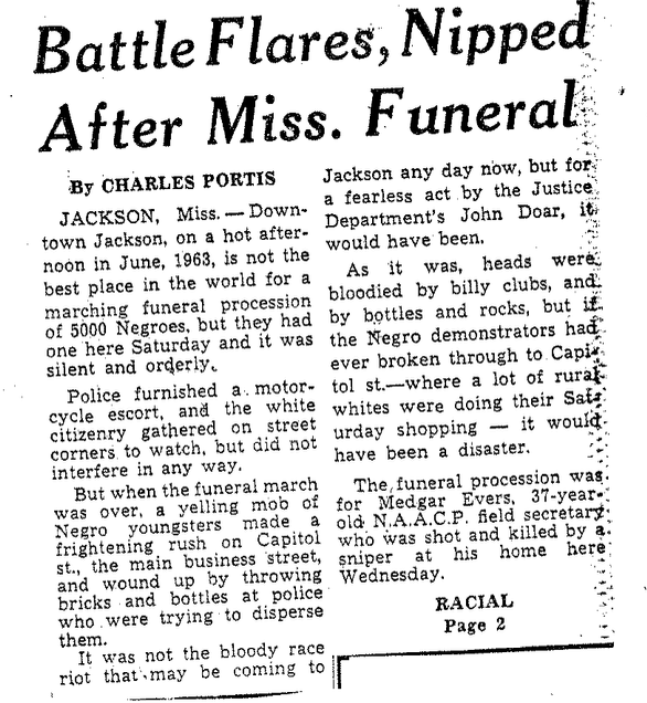 Battle Flares, Nipped After Miss. Funeral